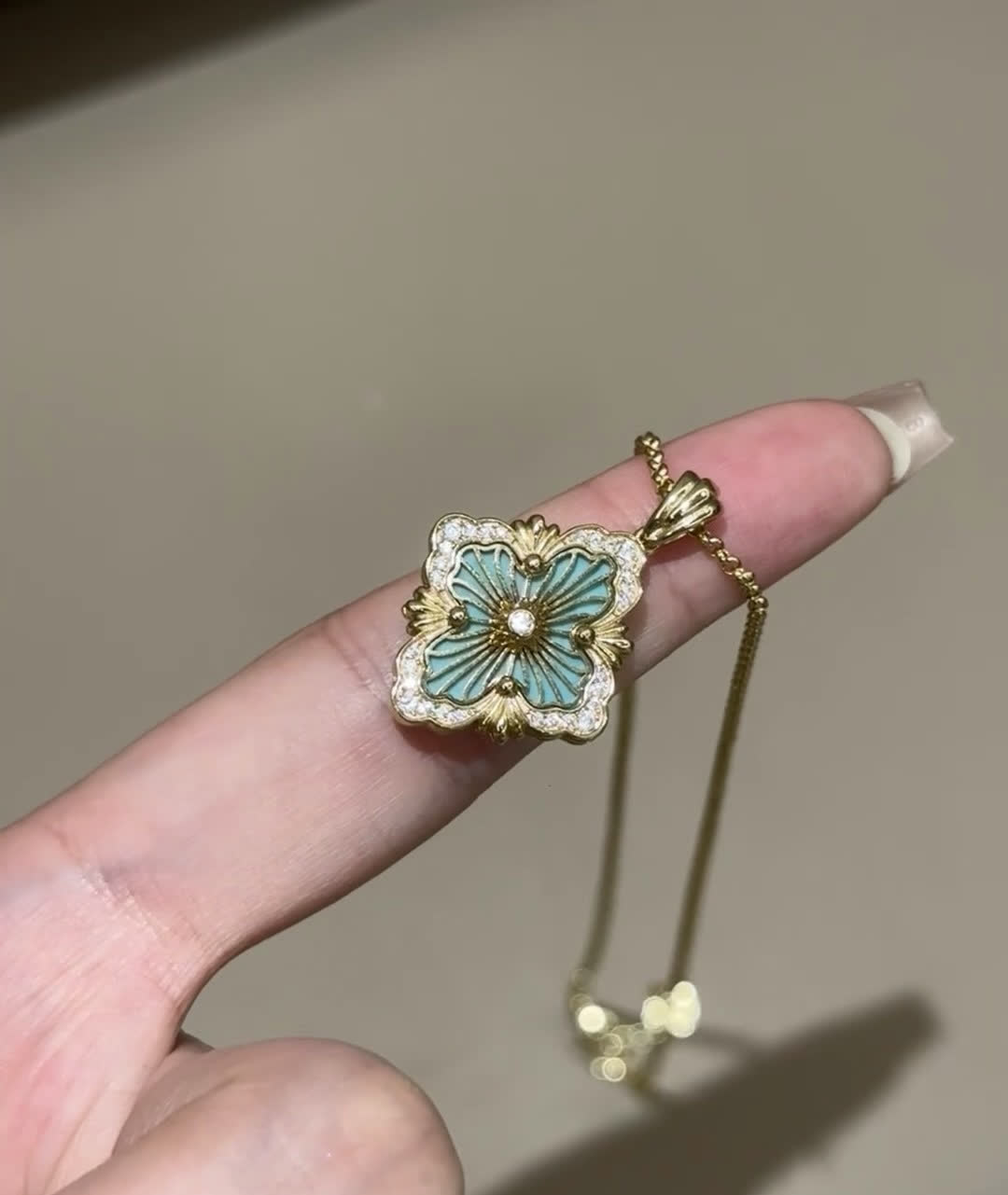 Van Cleef & Arpels Enamel Flower Pendant Necklace